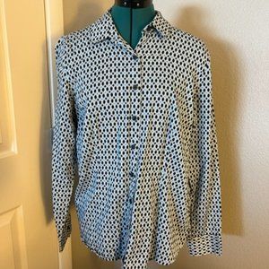 Van Heusen Button Up Blouse - Light Blue & Black - Sz L